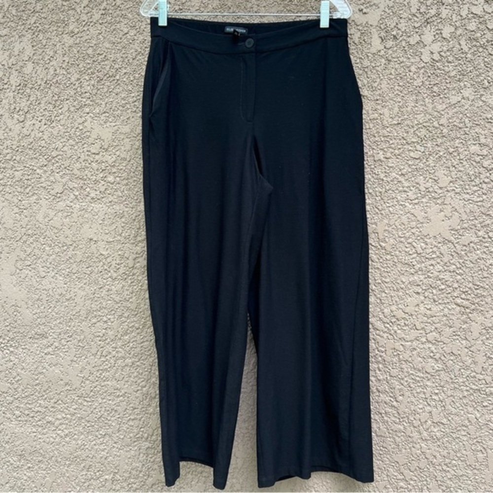 Eileen Fisher Black Cropped Wide-Leg Pants